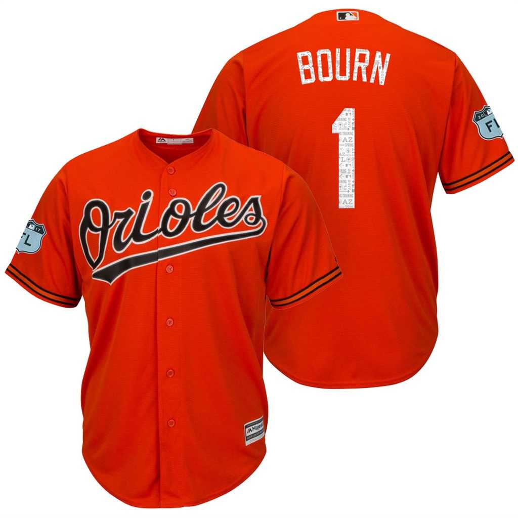 Men's Baltimore Orioles #1 Michael Bourn 2017 Spring Training Cool Base Stitched MLB Jersey