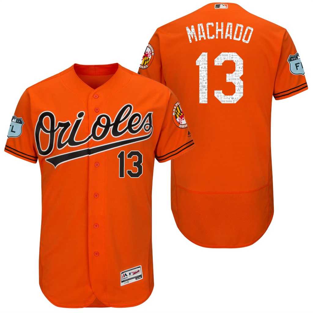 Men's Baltimore Orioles #13 Manny Machado 2017 Spring Training Flex Base Authentic Collection Stitched Baseball Jersey