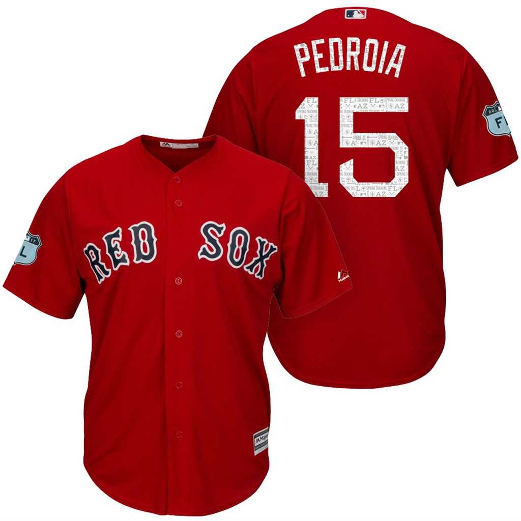 Men's Boston Red Sox #15 Dustin Pedroia 2017 Spring Training Cool Base Stitched MLB Jersey