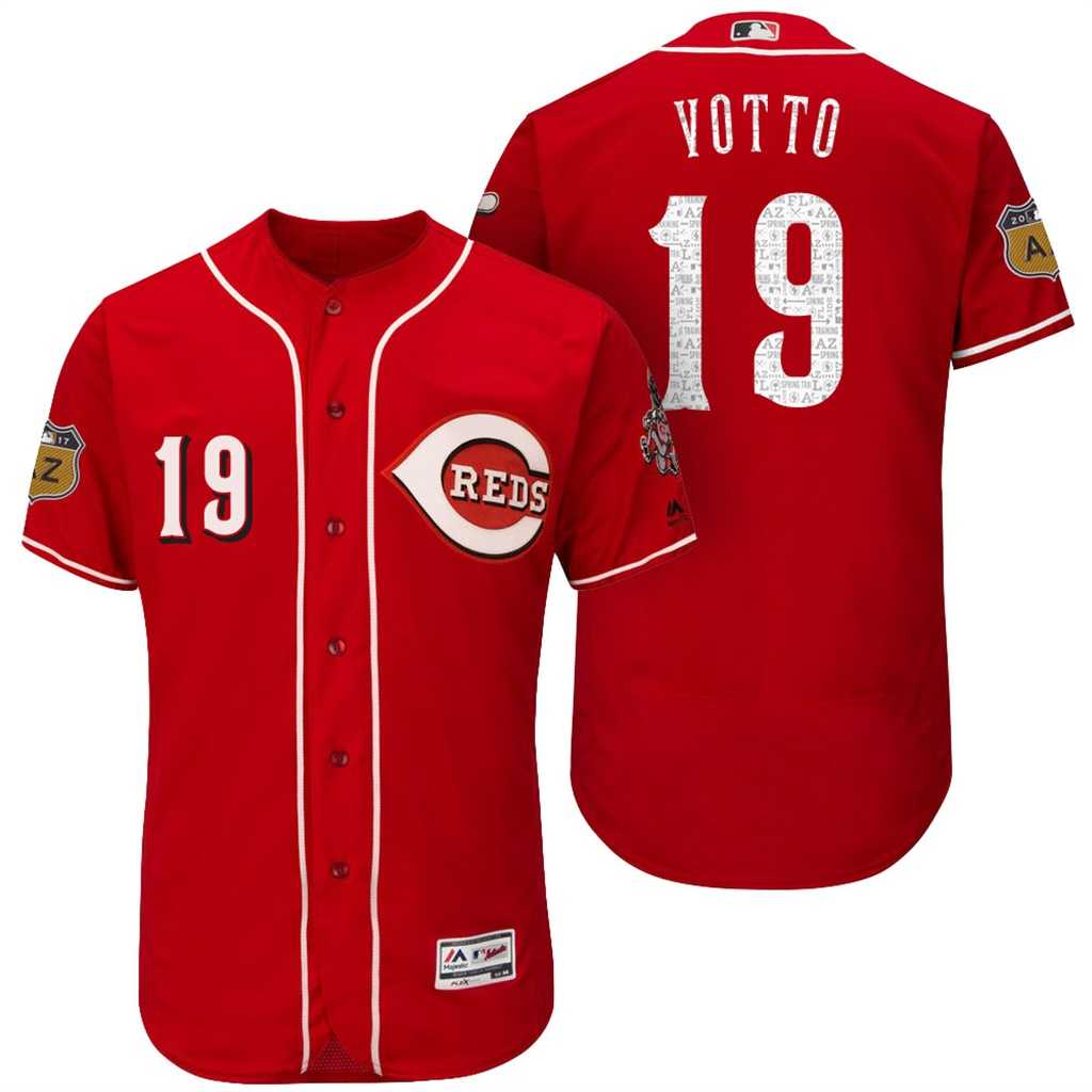Men's Cincinnati Reds #19 Joey Votto 2017 Spring Training Flex Base Authentic Collection Stitched Baseball Jersey