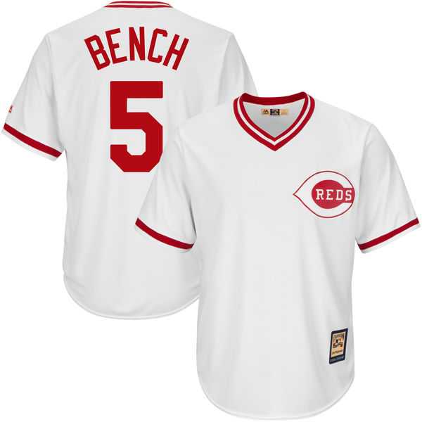 Men's Cincinnati Reds Johnny Bench Majestic White Home Big & Tall Cooperstown Cool Base Jersey
