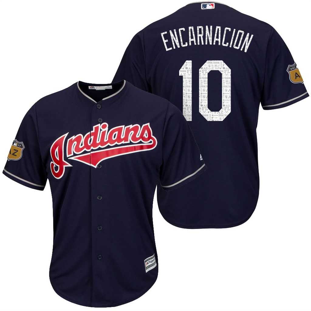 Men's Cleveland Indians #10 Edwin Encarnacion 2017 Spring Training Cool Base Stitched MLB Jersey