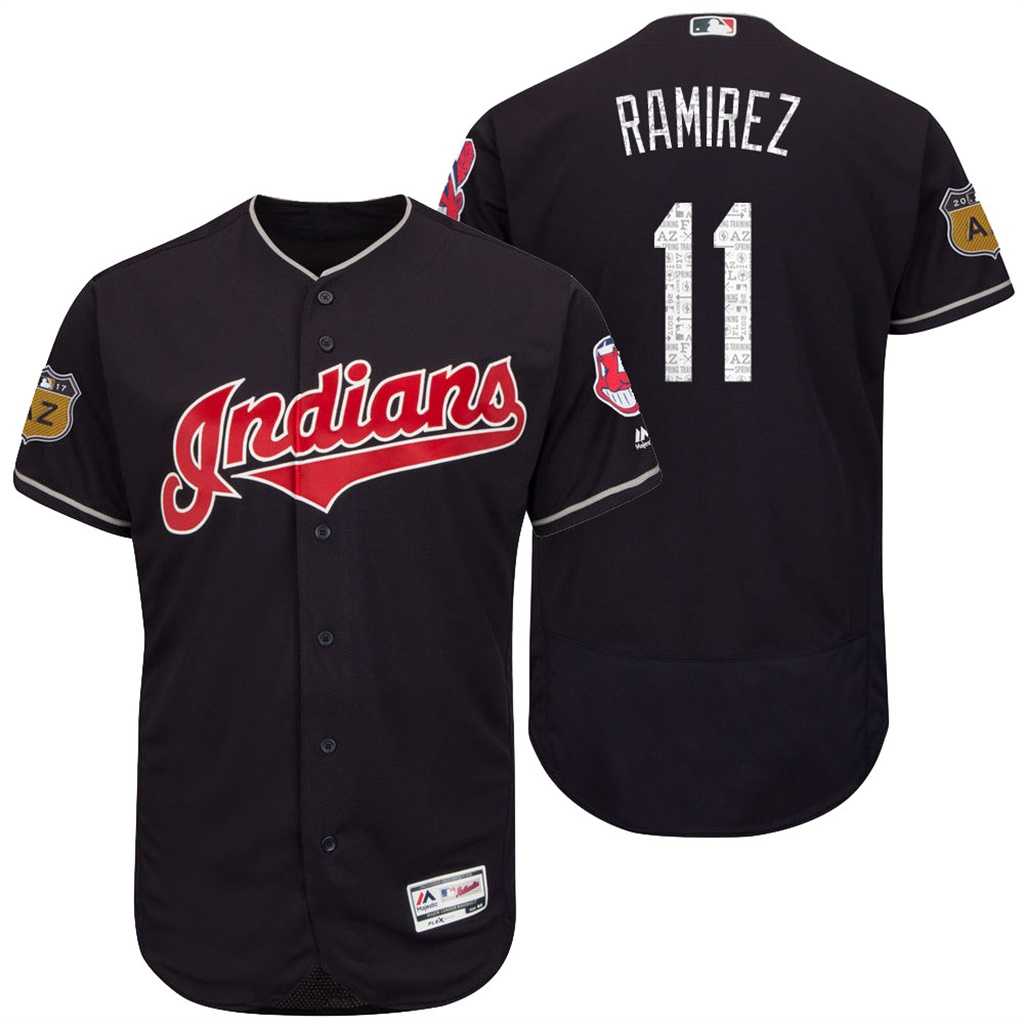 Men's Cleveland Indians #11 Jose Ramirez 2017 Spring Training Flex Base Authentic Collection Stitched Baseball Jersey