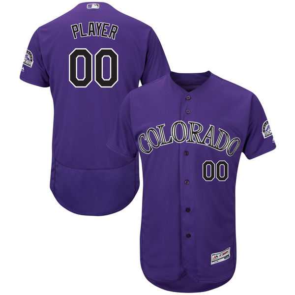 Men's Colorado Rockies Majestic Purple Alternate Flex Base Authentic Collection Custom Jersey with All-Star Game Patch