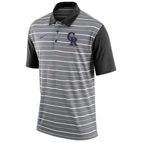 Men's Colorado Rockies Nike Gray Dri-FIT Stripe Polo