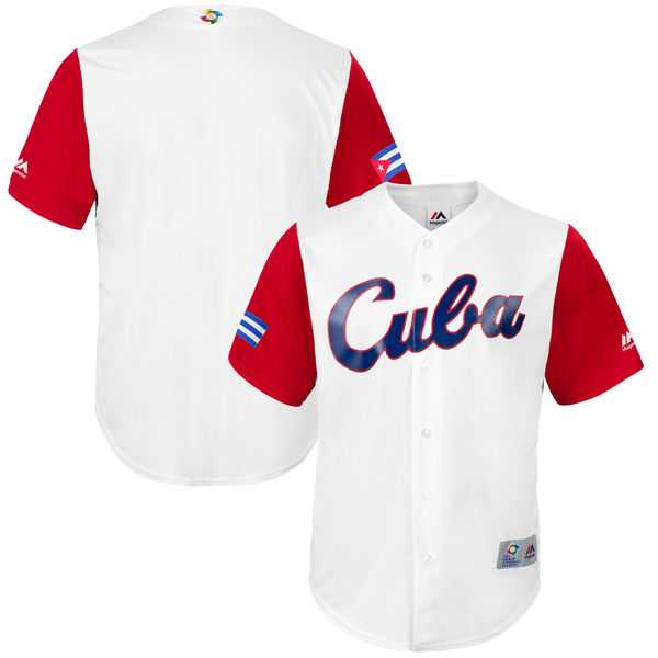 Men's Cuba Baseball Blank Majestic White 2017 World Baseball Classic Team Jersey