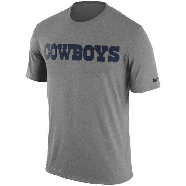 Men's Dallas Cowboys Nike Dark Gray Legend Wordmark Essential 3 Performance T-Shirt