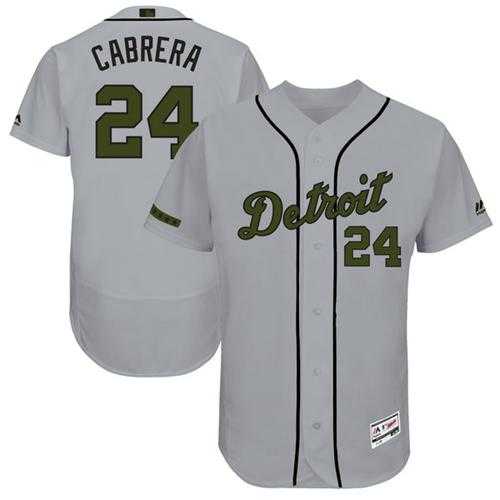 Men's Detroit Tigers #24 Miguel Cabrera Grey Flexbase Authentic Collection Memorial Day Stitched MLB Jersey