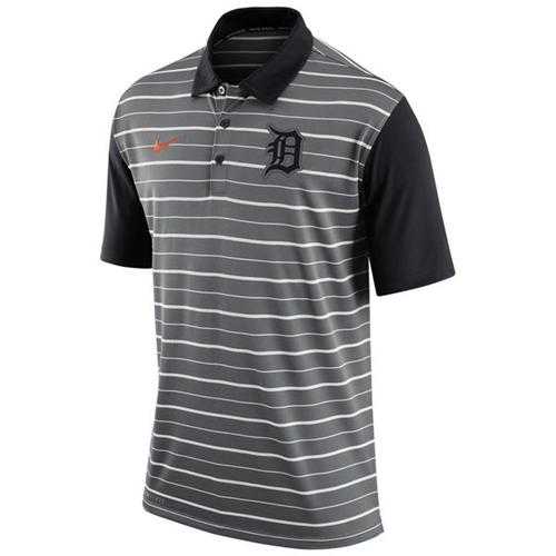 Men's Detroit Tigers Nike Gray Dri-FIT Stripe Polo