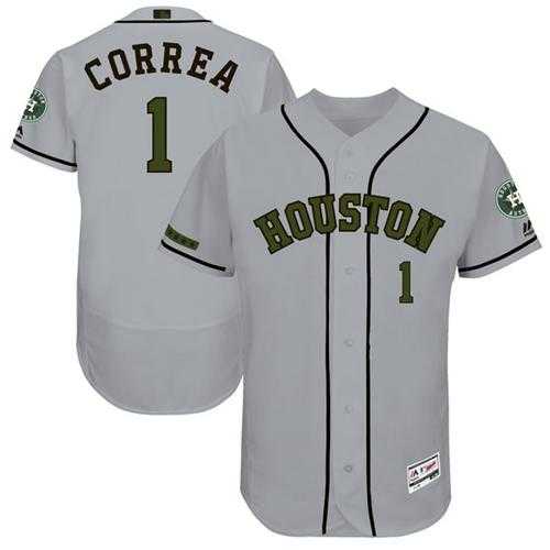 Men's Houston Astros #1 Carlos Correa Grey Flexbase Authentic Collection Memorial Day Stitched MLB Jersey