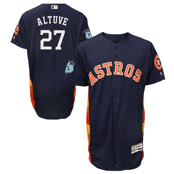 Men's Houston Astros #27 Jose Altuve Navy 2017 Spring Training Authentic Collection Stitched Baseball Jersey