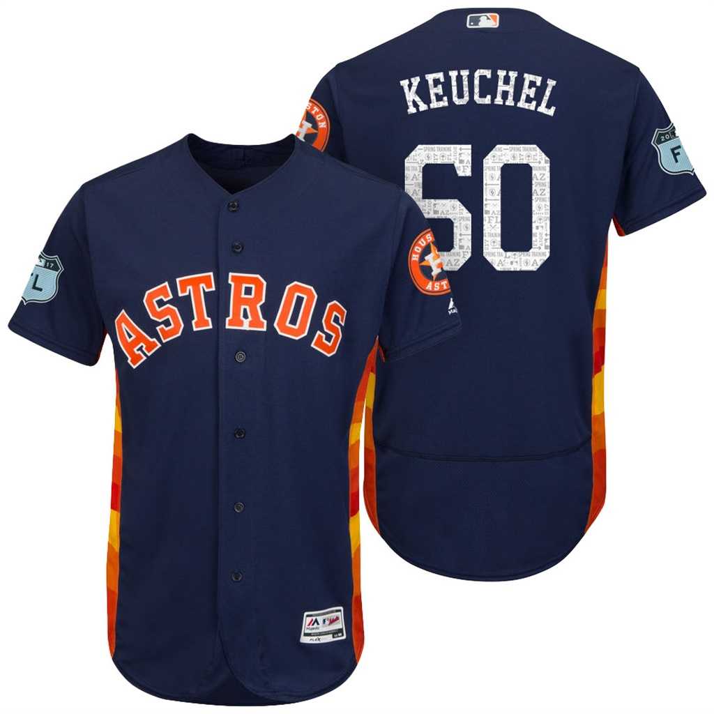 Men's Houston Astros #50 Dallas Keuchel 2017 Spring Training Flex Base Authentic Collection Stitched Baseball Jersey