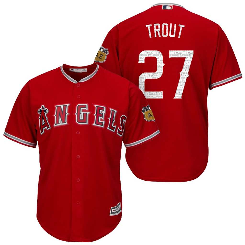 Men's Los Angeles Angels Of Anaheim #27 Mike Trout 2017 Spring Training Cool Base Stitched MLB Jersey