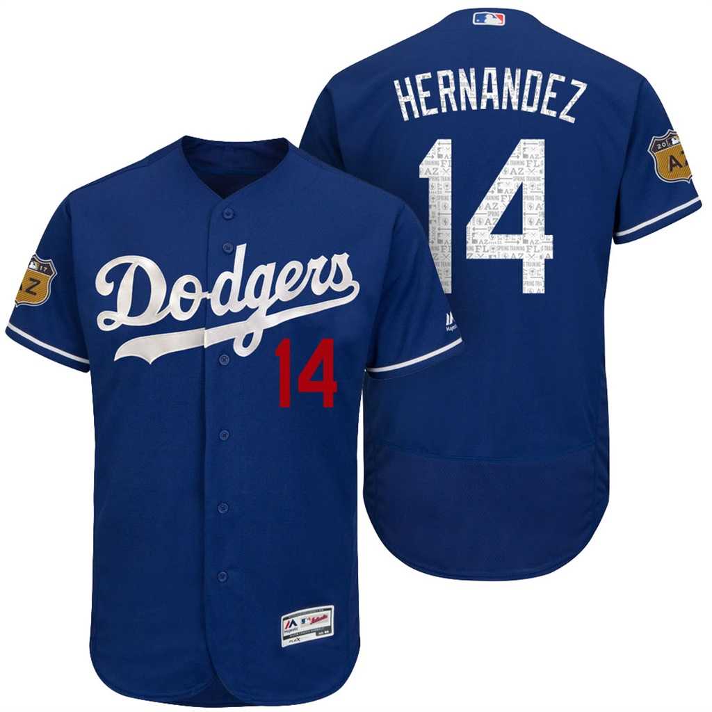 Men's Los Angeles Dodgers #14 Enrique Hernandez 2017 Spring Training Flex Base Authentic Collection Stitched Baseball Jersey