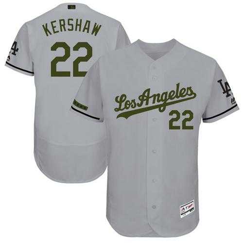 Men's Los Angeles Dodgers #22 Clayton Kershaw Grey Flexbase Authentic Collection Memorial Day Stitched MLB Jersey