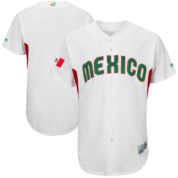 Men's Mexico Baseball Blank Majestic White 2017 World Baseball Classic Authentic Team Jersey