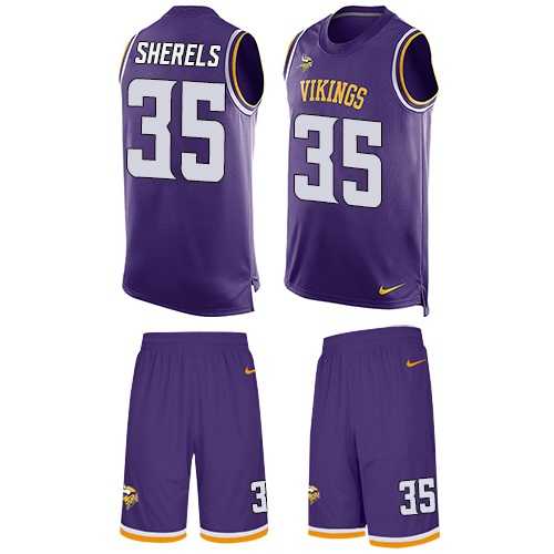 Men's Nike Minnesota Vikings #35 Marcus Sherels Purple Limited Tank Top Suit NFL Jersey