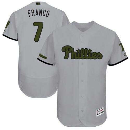 Men's Philadelphia Phillies #7 Maikel Franco Grey Flexbase Authentic Collection Memorial Day Stitched MLB Jersey