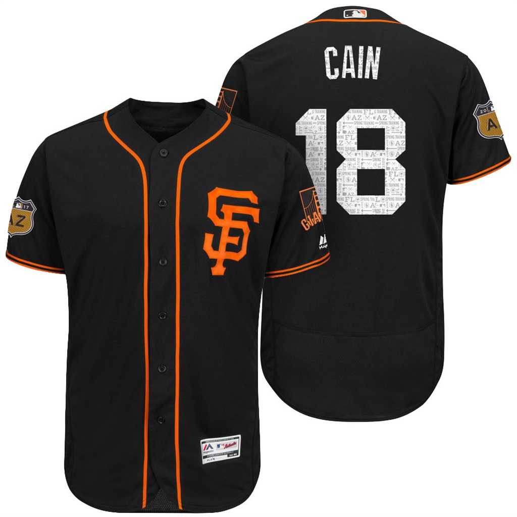 Men's San Francisco Giants #18 Matt Cain 2017 Spring Training Flex Base Authentic Collection Stitched Baseball Jersey