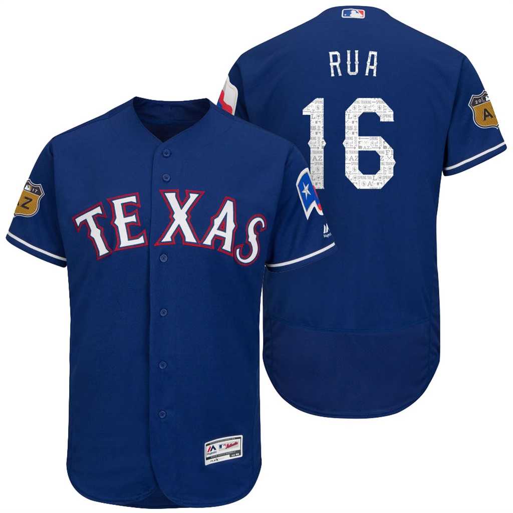 Men's Texas Rangers #16 Ryan Rua 2017 Spring Training Flex Base Authentic Collection Stitched Baseball Jersey