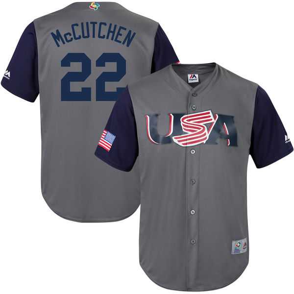 Men's USA Baseball #22 Andrew McCutchen Majestic Gray 2017 World Baseball Classic Jersey