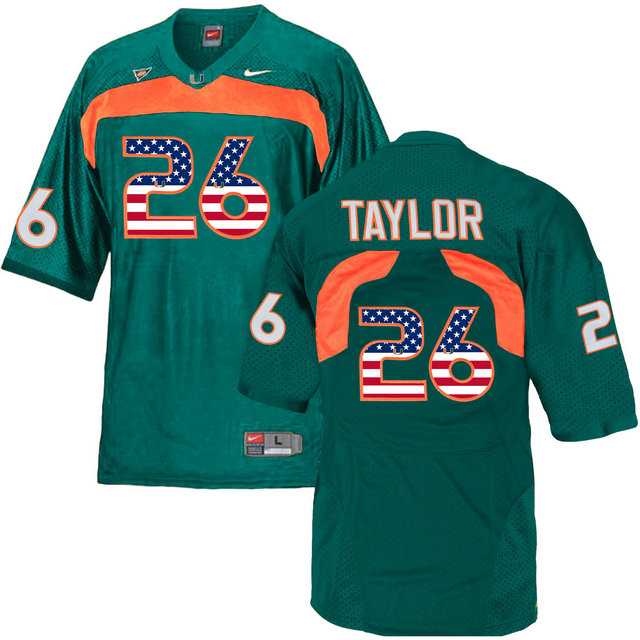 Miami Hurricanes #26 Sean Taylor Green USA Flag College Football Jersey