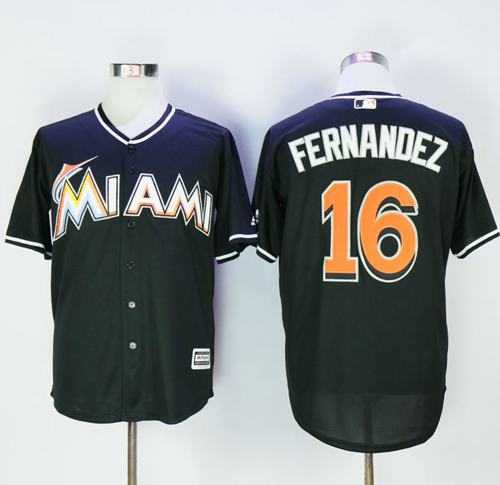 Miami Marlins #16 Jose Fernandez Black New Cool Base Stitched MLB Jersey