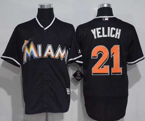 Miami Marlins #21 Christian Yelich Black New Cool Base Stitched MLB Jersey