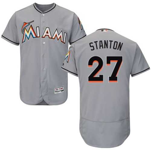Miami Marlins #27 Giancarlo Stanton Grey Flexbase Authentic Collection Stitched MLB Jersey