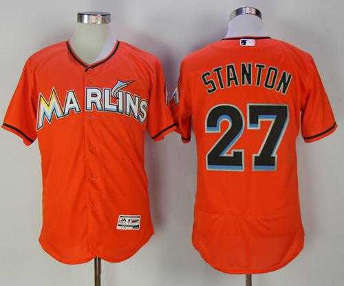Miami Marlins #27 Giancarlo Stanton Orange Flexbase Authentic Collection Stitched MLB Jersey