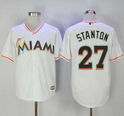 Miami Marlins #27 Giancarlo Stanton White New Cool Base Stitched MLB Jersey