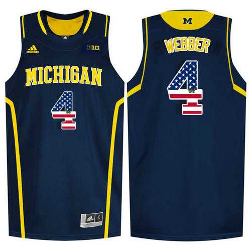 Michigan Wolverines #4 Chirs Webber Navy College Basketball Jersey