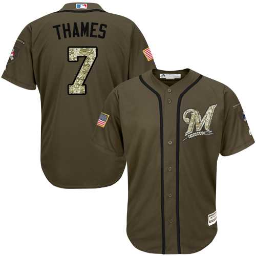 Milwaukee Brewers #7 Eric Thames Green Salute to Service Stitched MLB Jersey