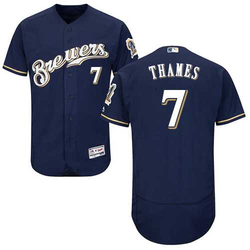 Milwaukee Brewers #7 Eric Thames Navy Blue Flexbase Authentic Collection Stitched MLB Jersey