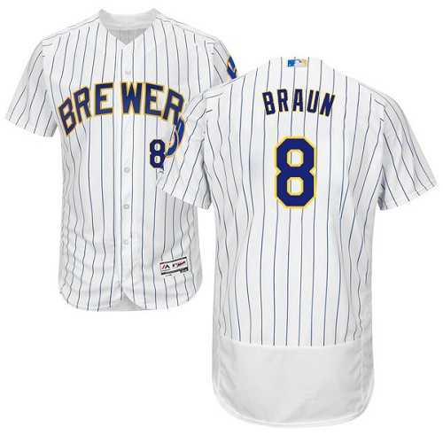 Milwaukee Brewers #8 Ryan Braun White Strip Flexbase Authentic Collection Stitched MLB Jersey