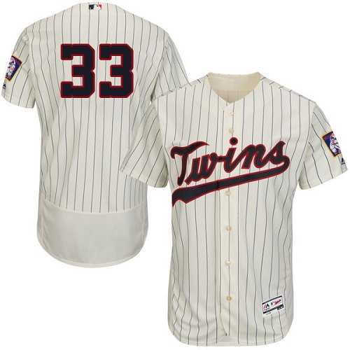 Minnesota Twins #33 Justin Morneau Cream Strip Flexbase Authentic Collection Stitched MLB Jersey