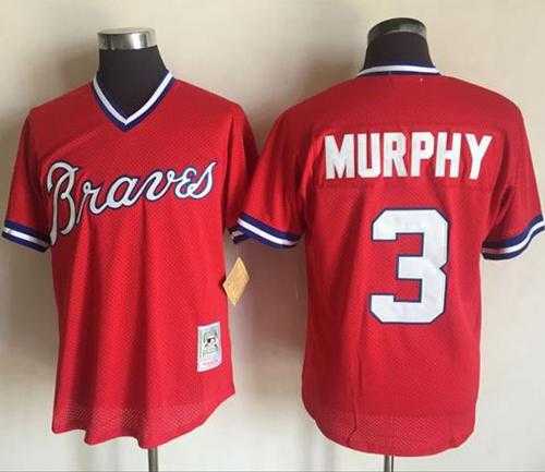 Mitchell And Ness 1980 Atlanta Braves #3 Dale Murphy Red Stitched MLB Jersey