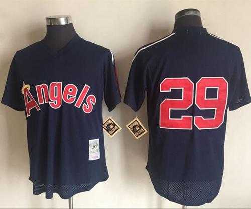 Mitchell And Ness 1984 Los Angeles Angels Of Anaheim #29 Rod Carew Navy Blue Throwback Stitched MLB Jersey