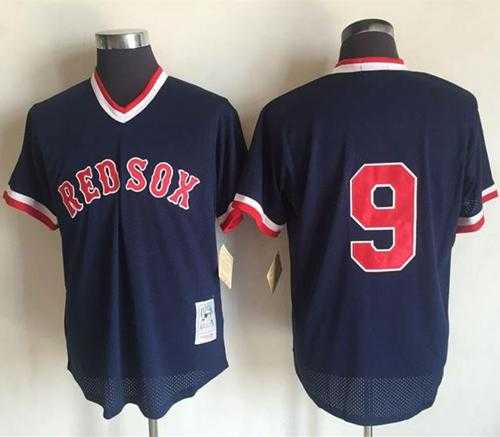 Mitchell And Ness 1990 Boston Red Sox #9 Ted Williams Dark Blue Stitched Throwback MLB Jersey