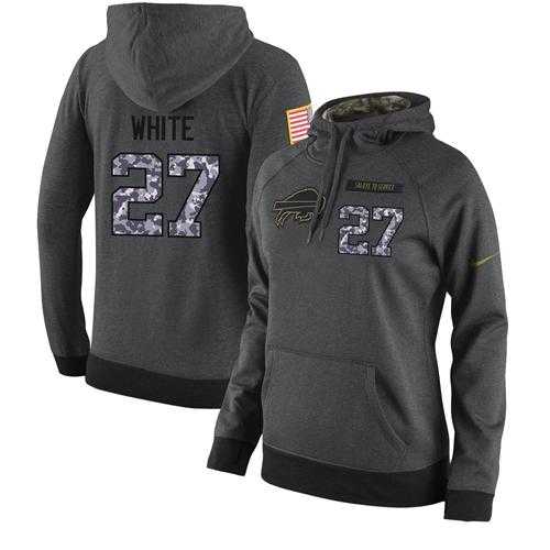 NFL Women's Nike Buffalo Bills #27 Tre'Davious White Stitched Black Anthracite Salute to Service Player Performance Hoodie