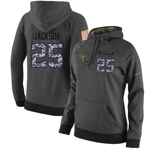 NFL Women's Nike Tennessee Titans #25 Adoree' Jackson Stitched Black Anthracite Salute to Service Player Performance Hoodie
