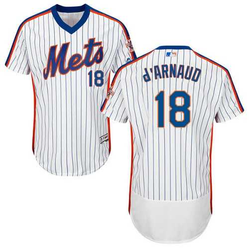 New York Mets #18 Travis d'Arnaud White(Blue Strip) Flexbase Authentic Collection Alternate Stitched MLB Jersey