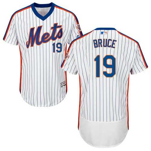 New York Mets #19 Jay Bruce White(Blue Strip) Flexbase Authentic Collection Alternate Stitched MLB Jersey