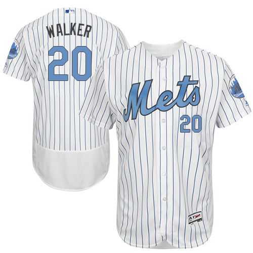New York Mets #20 Neil Walker White(Blue Strip) Flexbase Authentic Collection Father's Day Stitched MLB Jersey