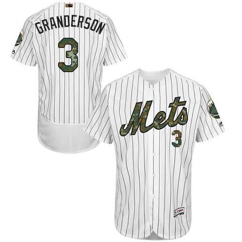 New York Mets #3 Curtis Granderson White(Blue Strip) Flexbase Authentic Collection Memorial Day Stitched MLB Jersey