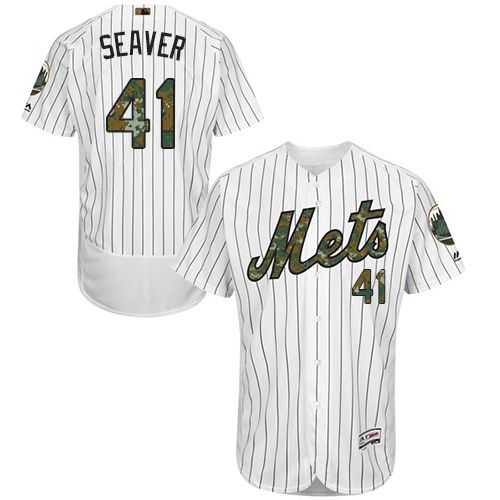 New York Mets #41 Tom Seaver White(Blue Strip) Flexbase Authentic Collection Memorial Day Stitched MLB Jersey