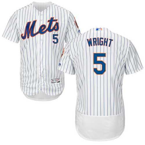 New York Mets #5 David Wright White(Blue Strip) Flexbase Authentic Collection Stitched MLB Jersey