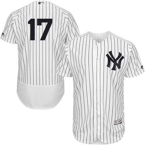 New York Yankees #17 Matt Holliday White Strip Flexbase Authentic Collection Stitched MLB Jersey