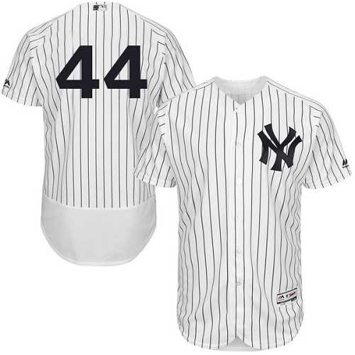 New York Yankees #44 Reggie Jackson White Strip Flexbase Authentic Collection Stitched MLB Jersey