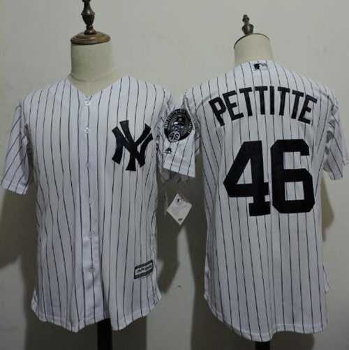 New York Yankees #46 Andy Pettitte White Strip New Cool Base Stitched MLB Jersey